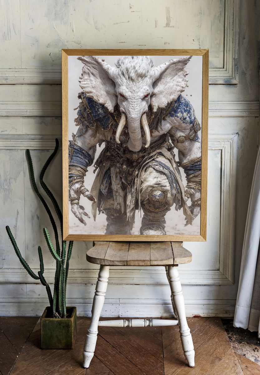 Mythical Elephant Warrior — Fantasy Print. — room view 1