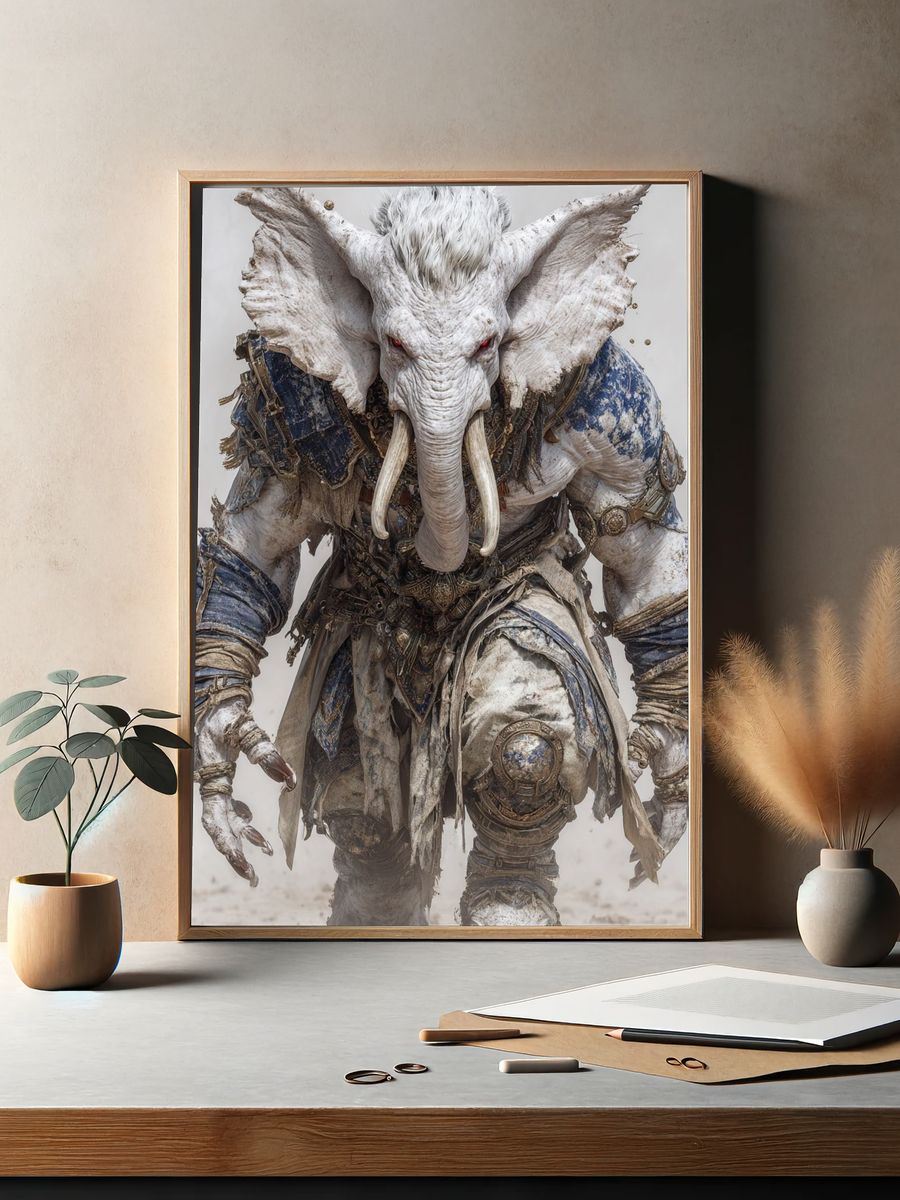 Mythical Elephant Warrior — Fantasy Print. — room view 2