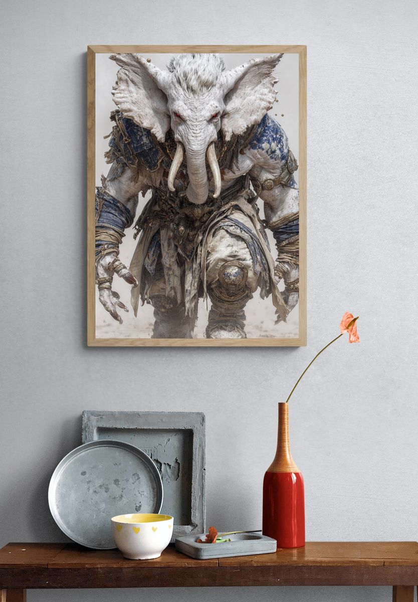Mythical Elephant Warrior — Fantasy Print. — room view 3