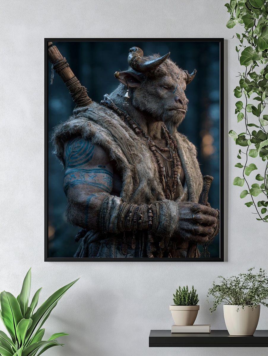 Mythical Beast Warrior — Fantasy Print. — room view 4