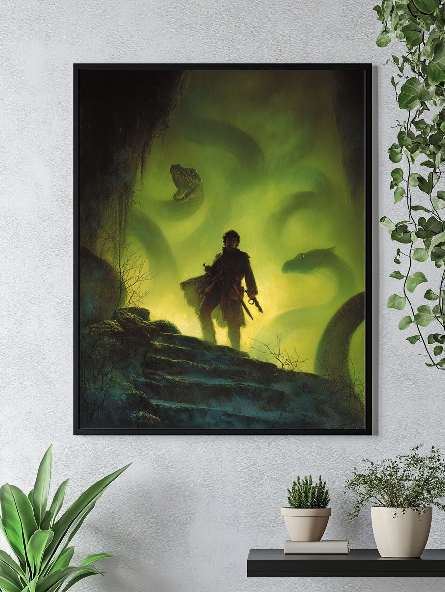 Adventurer and Serpents — Fantasy Print. — room view 4