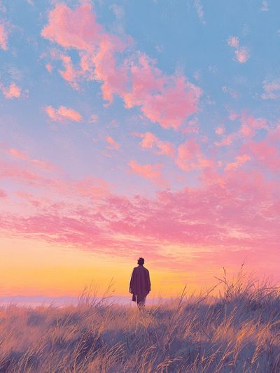 Solitary Figure at Sunset — Fine Art Print. poster