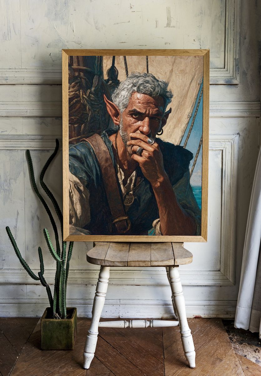 Pensive Sailor — Fine Art Print. — room view 1
