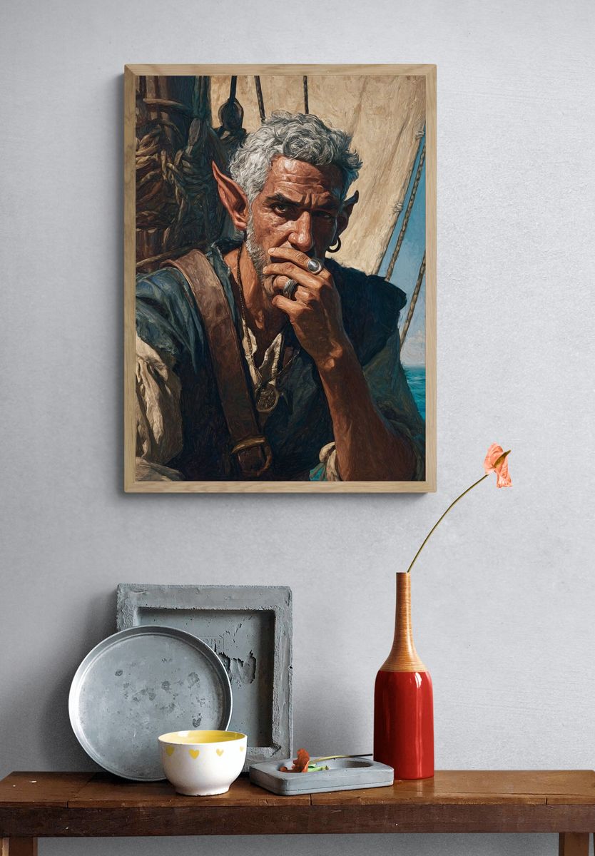 Pensive Sailor — Fine Art Print. — room view 3