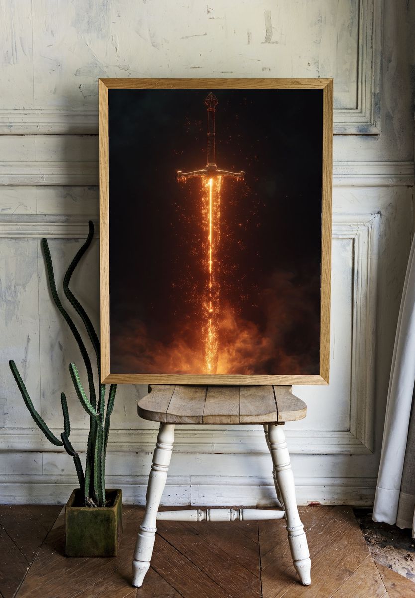 Legendary Sword — Fantasy Art Print. — room view 1