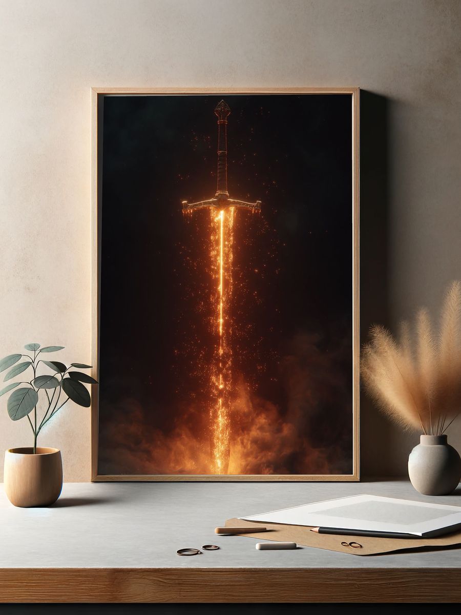 Legendary Sword — Fantasy Art Print. — room view 2