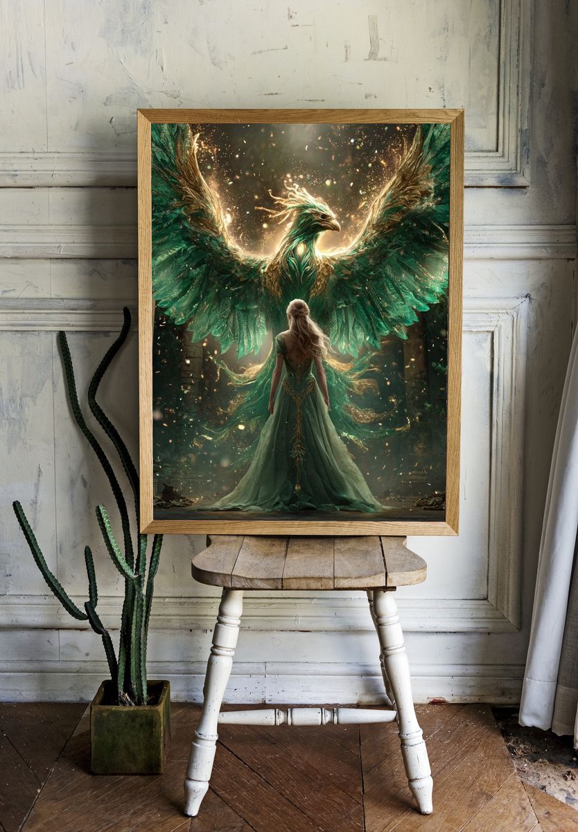 Phoenix and Enchantress — Fantasy Art Print. — room view 1