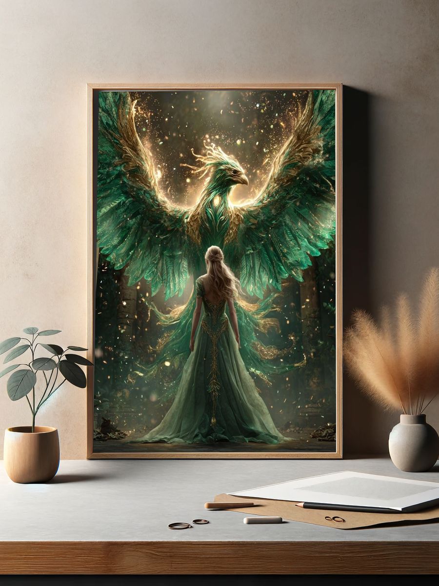 Phoenix and Enchantress — Fantasy Art Print. — room view 2