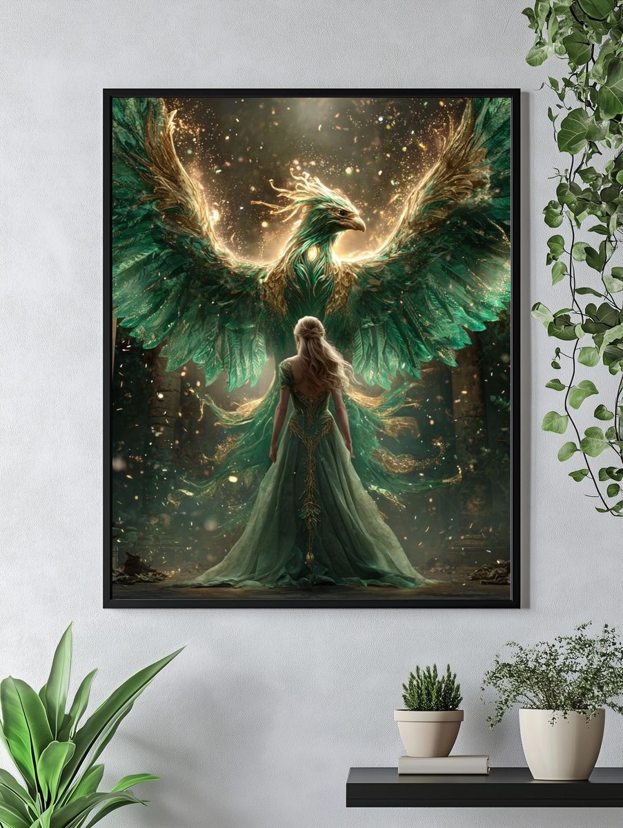 Phoenix and Enchantress — Fantasy Art Print. — room view 4