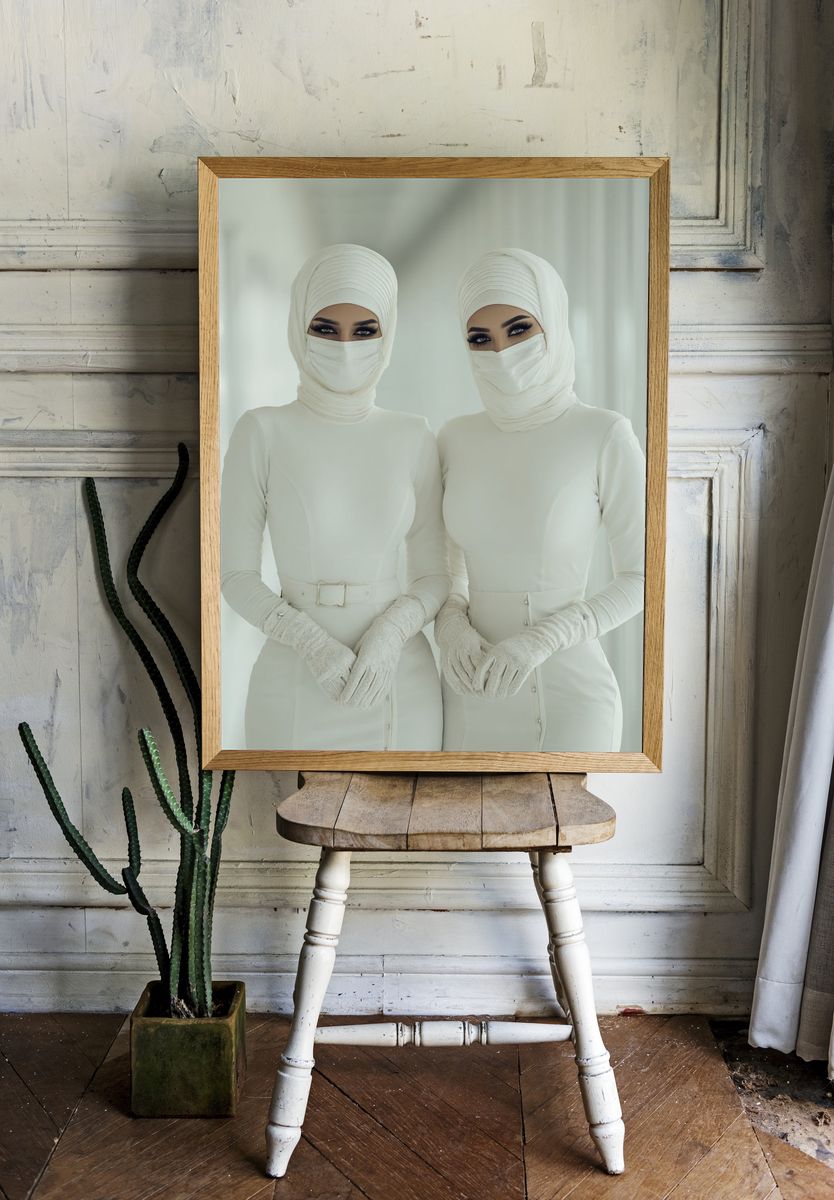 Elegant Twin Portrait Poster. — room view 1