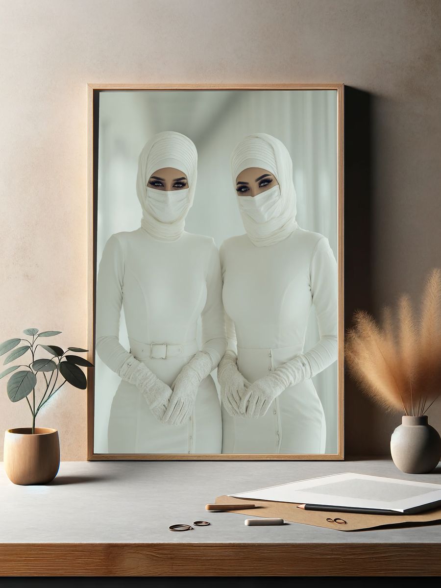 Elegant Twin Portrait Poster. — room view 2