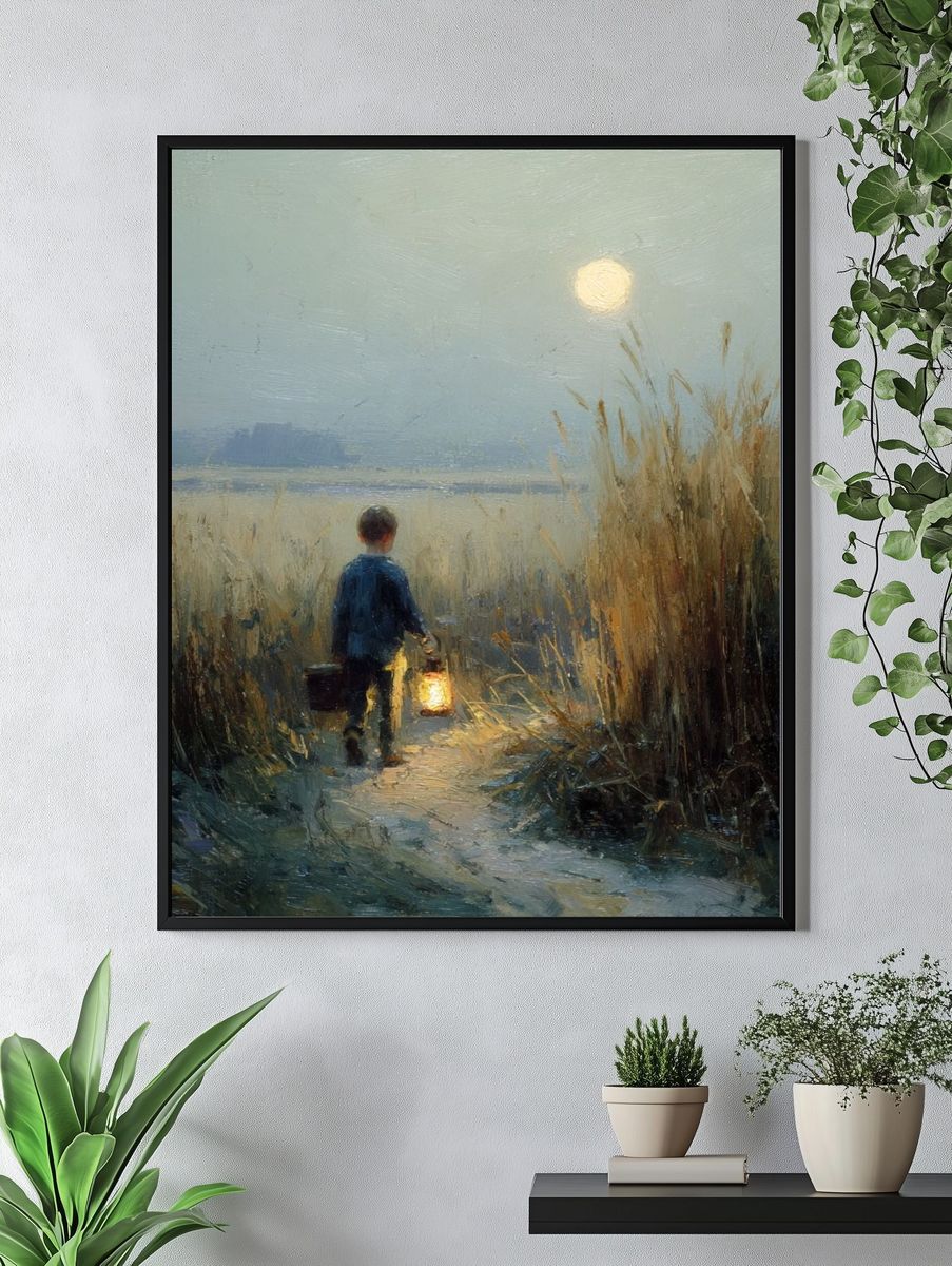 Moonlit Marsh Walk Painting Poster. — room view 4