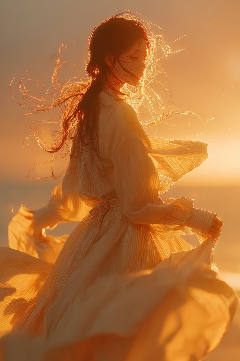Woman in Flowing Dress — Fine Art Print. poster detail