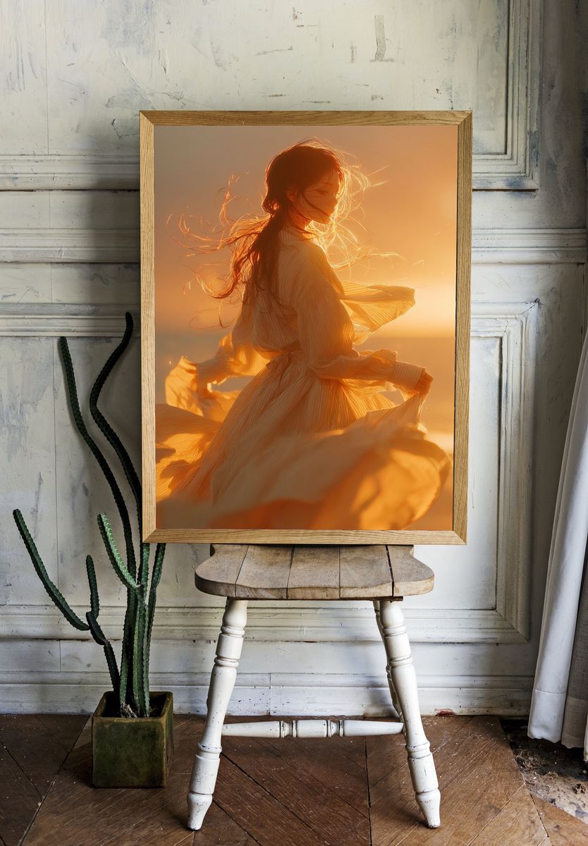 Woman in Flowing Dress — Fine Art Print. — room view 1