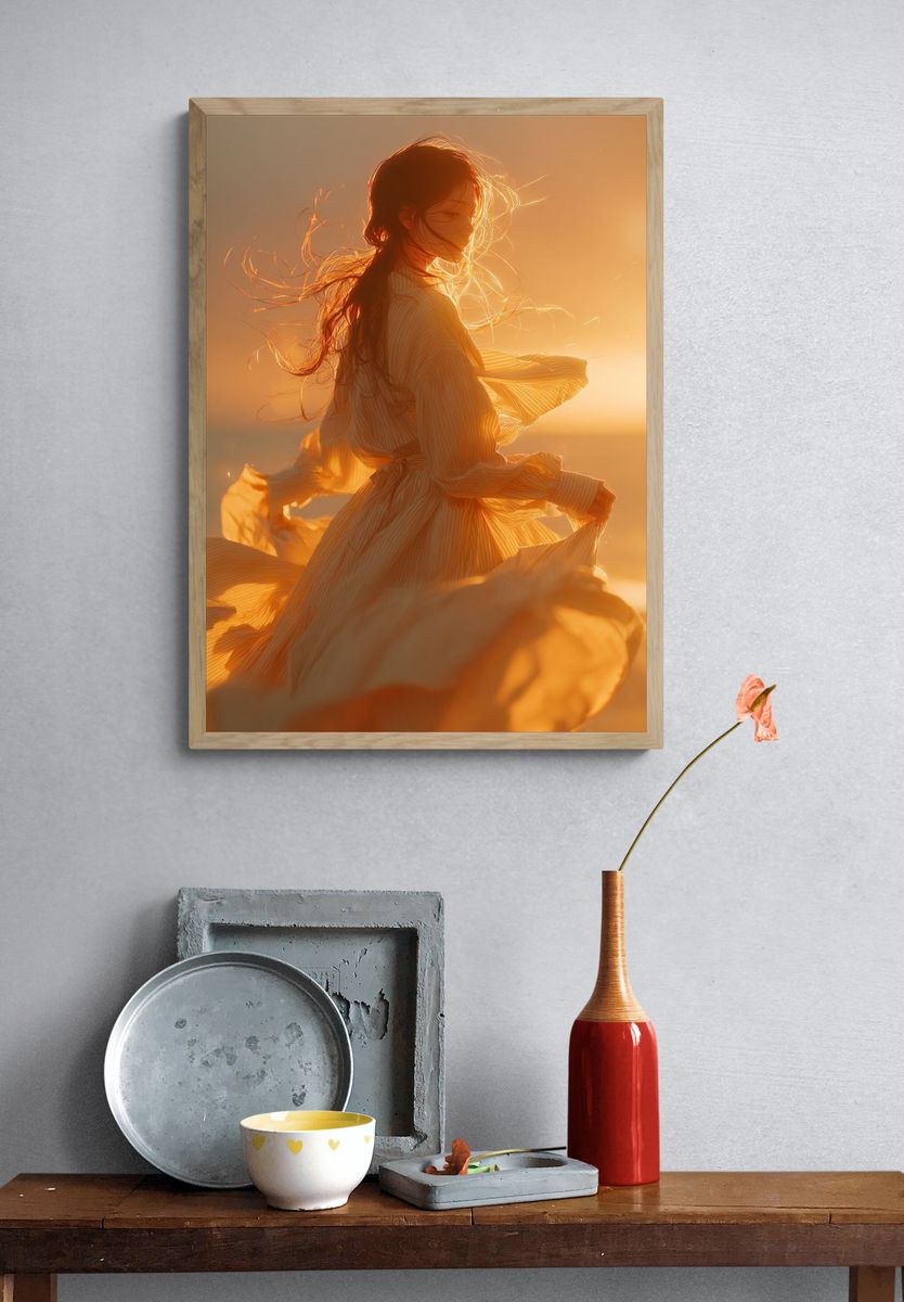 Woman in Flowing Dress — Fine Art Print. — room view 3