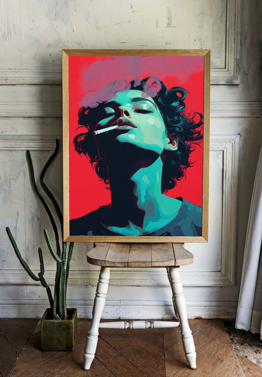 Smoking Woman Pop-Art Poster. — room view 1