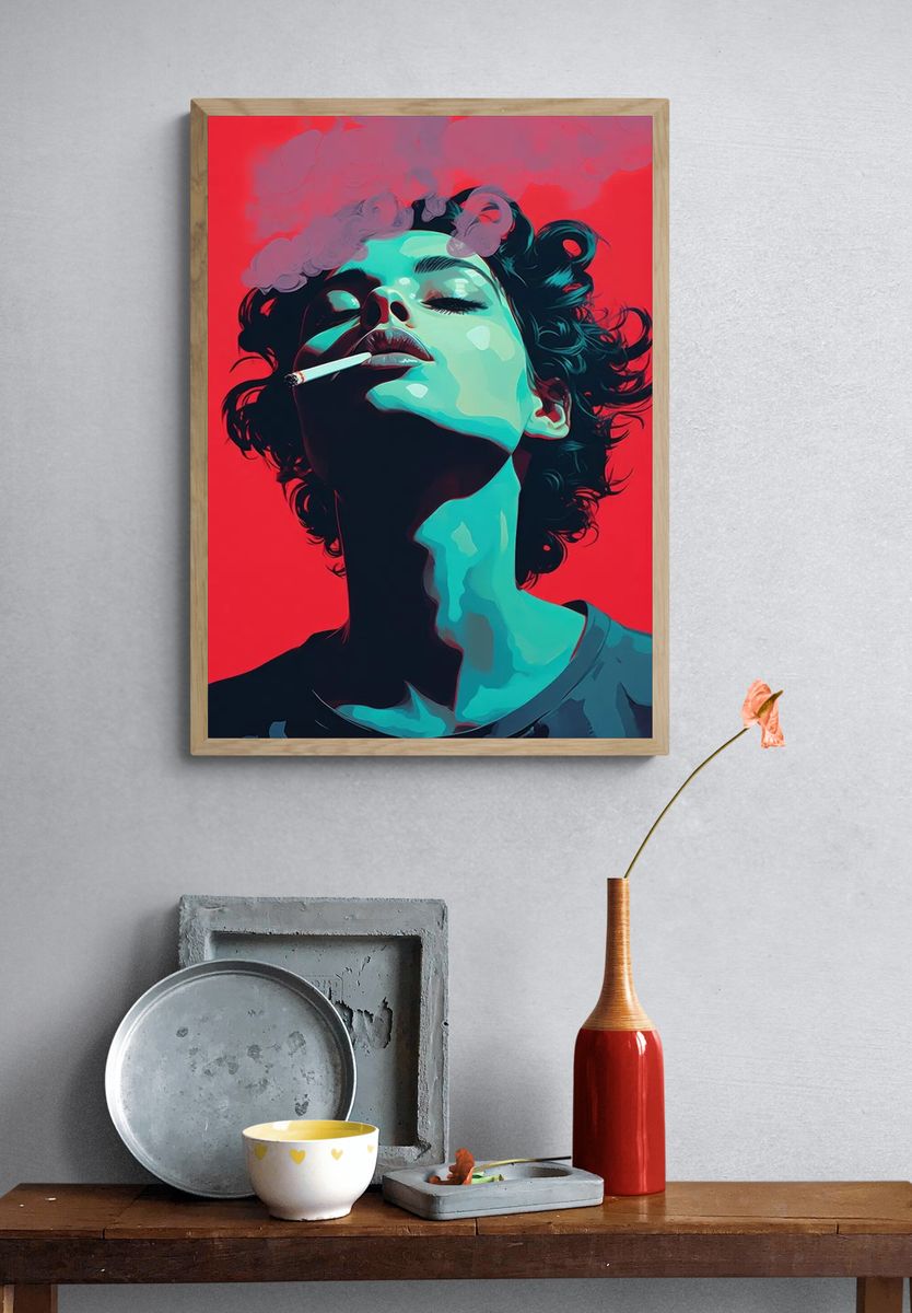 Smoking Woman Pop-Art Poster. — room view 3