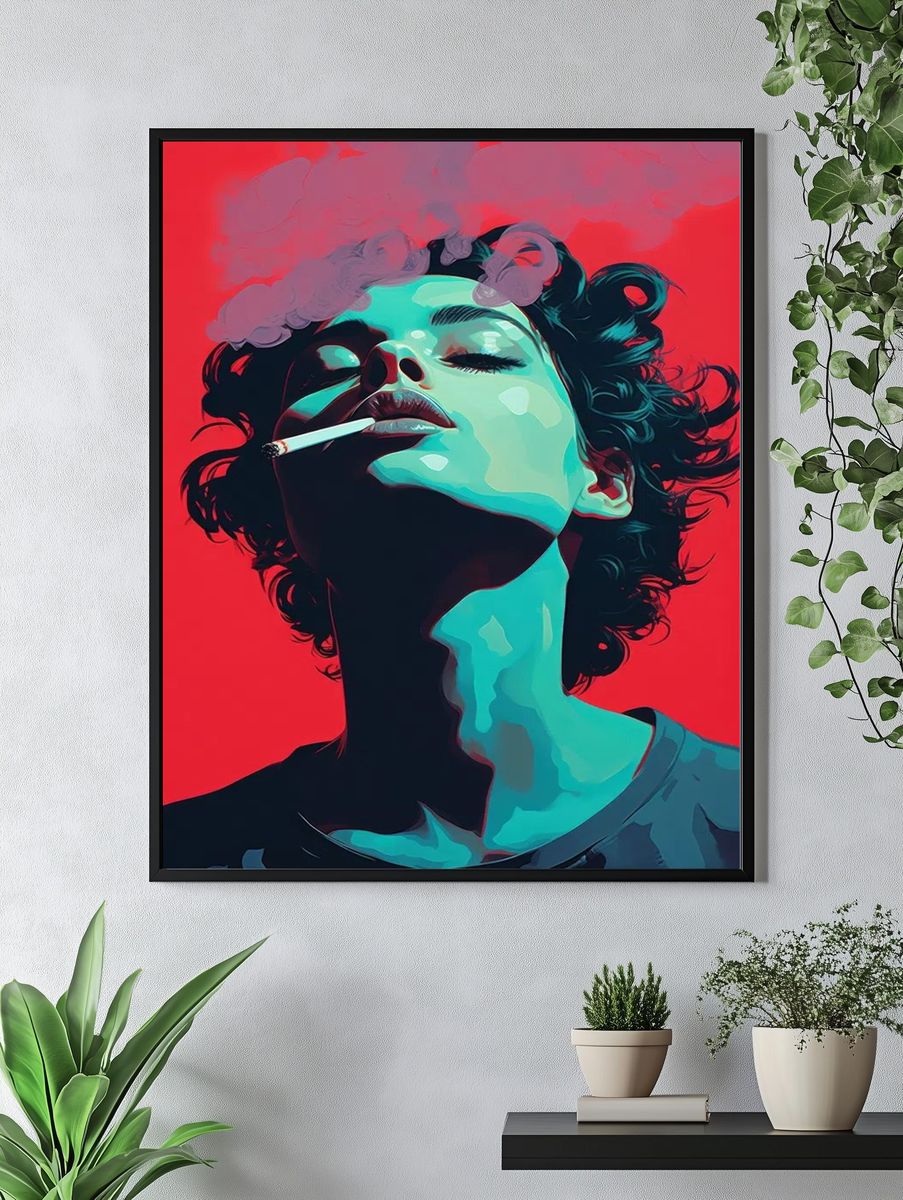 Smoking Woman Pop-Art Poster. — room view 4