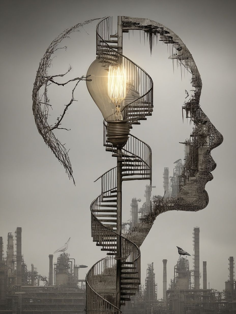Surreal Lightbulb Spiral — Fine Art Print. poster — fine-art art