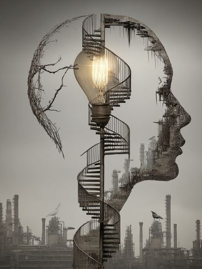 Surreal Lightbulb Spiral — Fine Art Print. poster print
