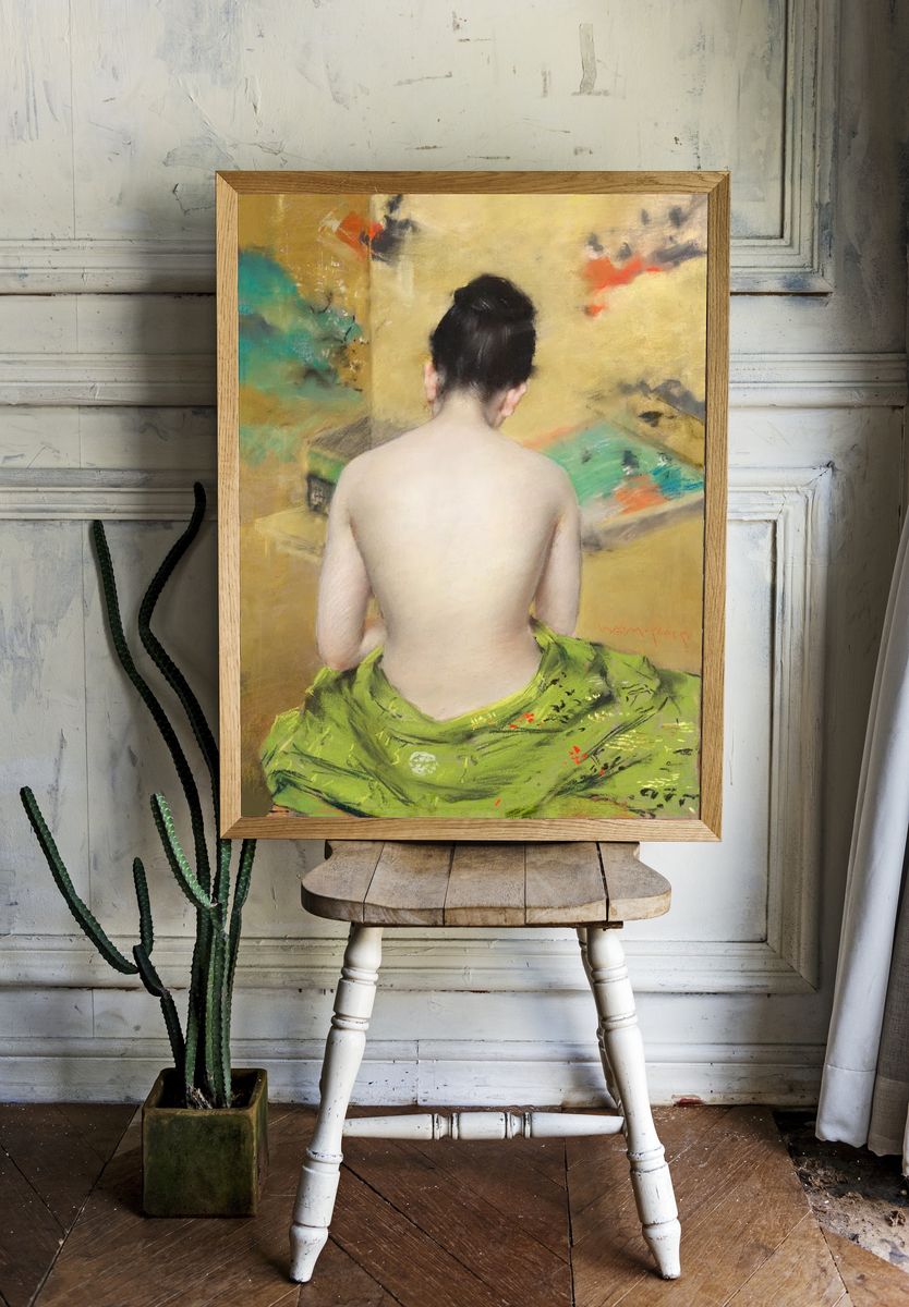 Woman in Green Shawl — Fine Art Print. — room view 1
