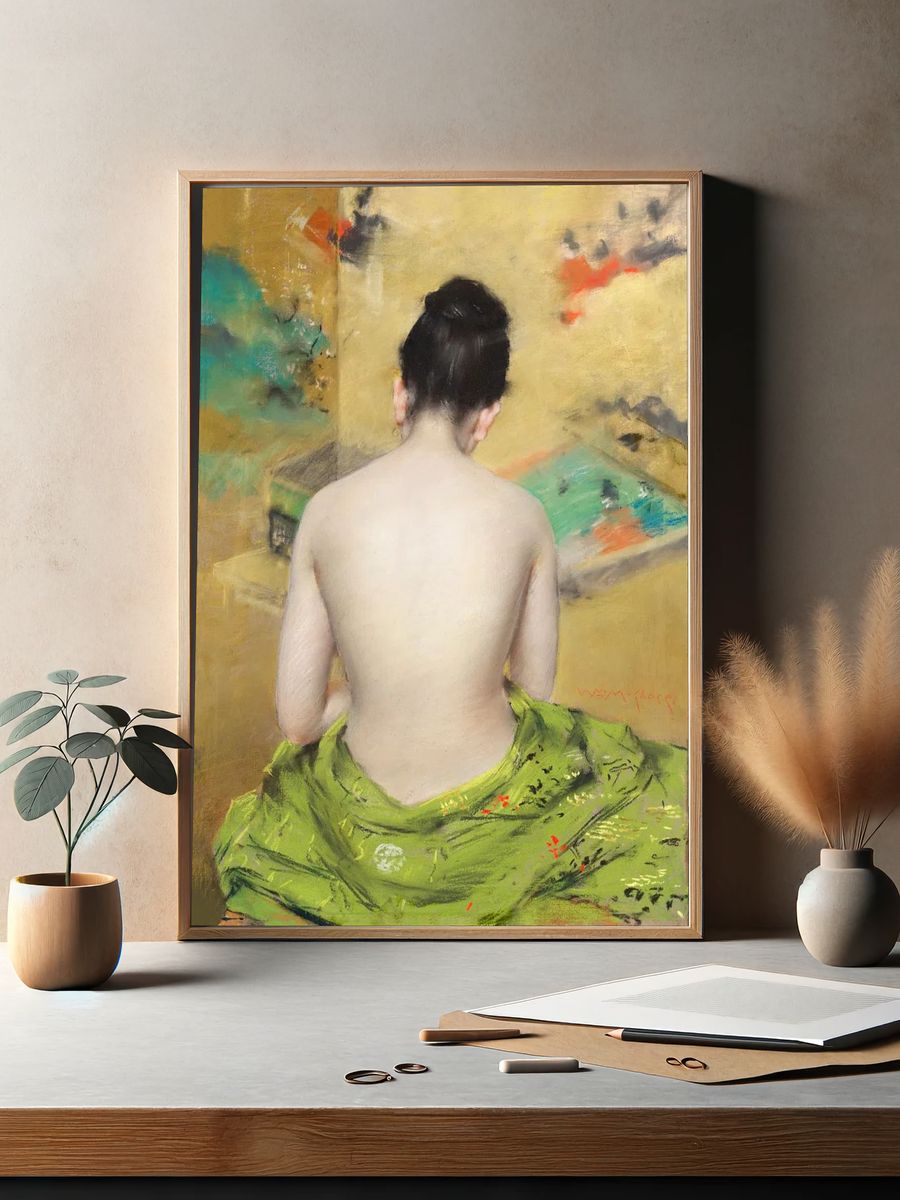 Woman in Green Shawl — Fine Art Print. — room view 2