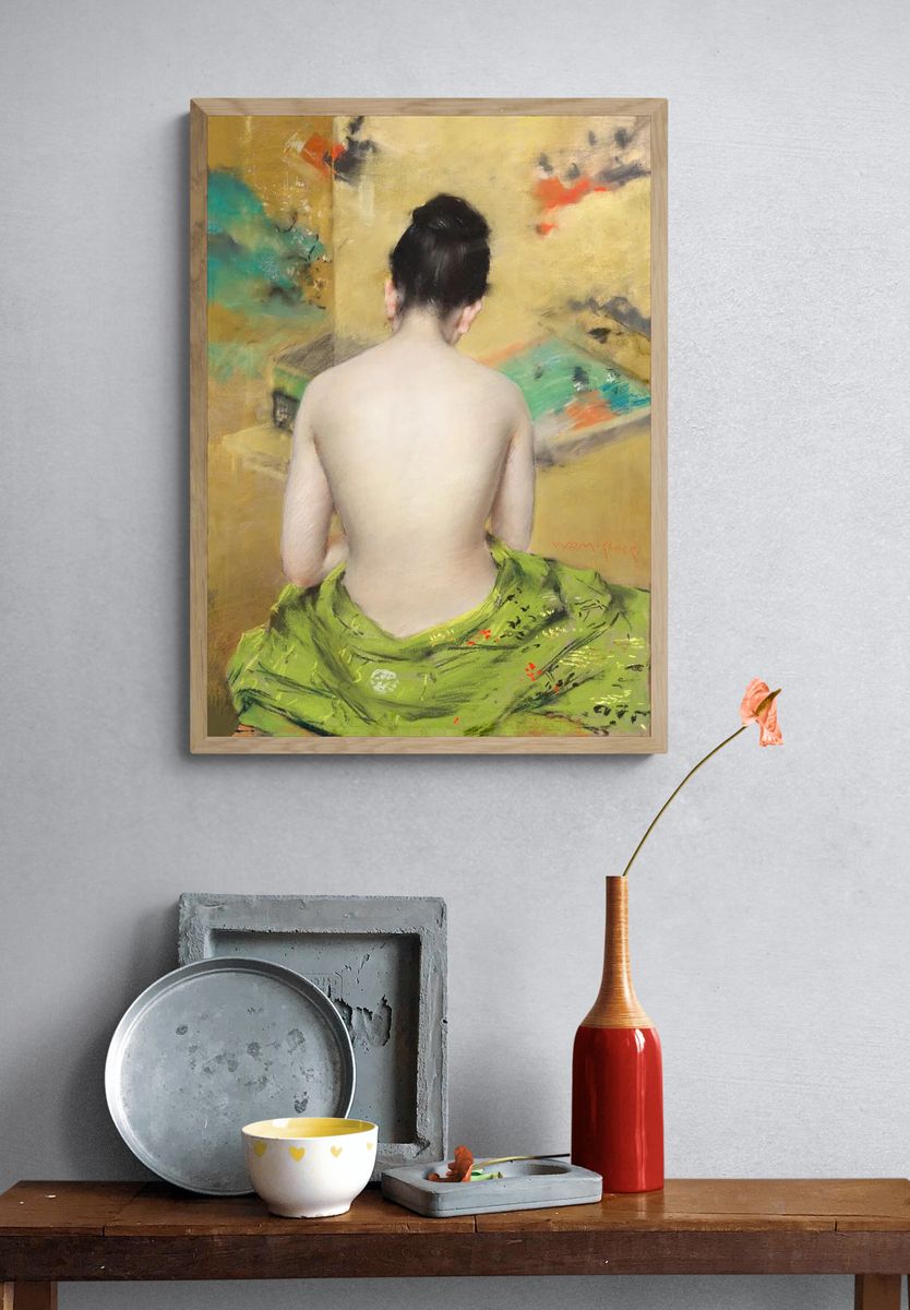 Woman in Green Shawl — Fine Art Print. — room view 3