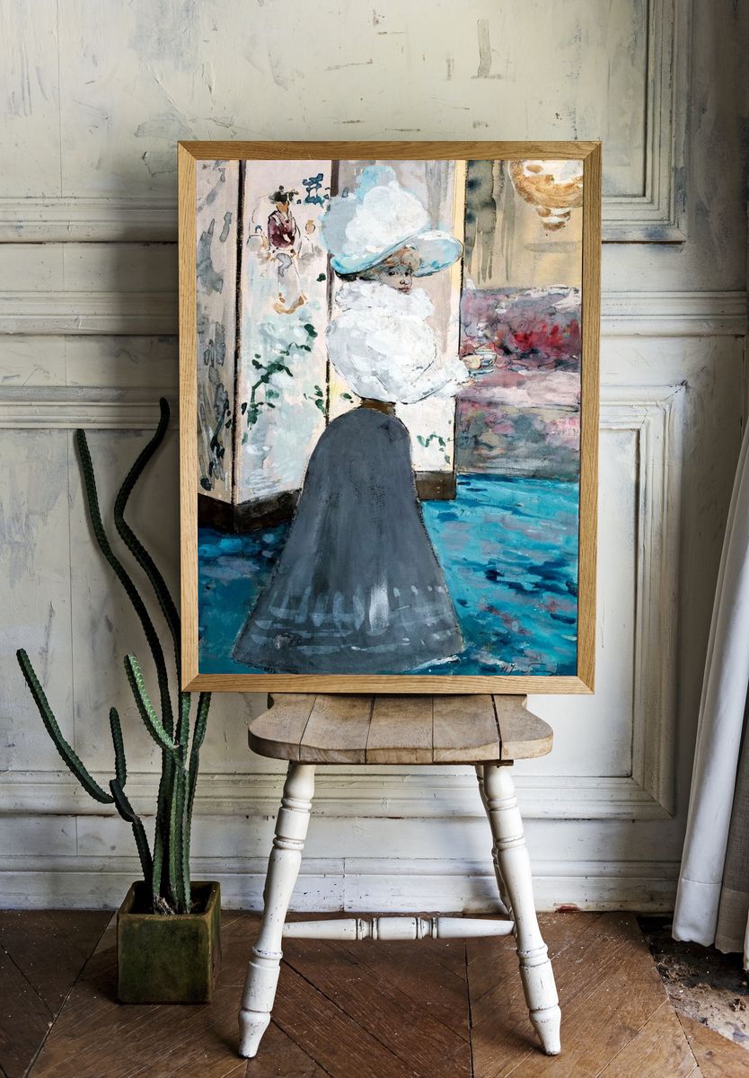 Elegant Woman in Blue — Fine Art Print. — room view 1