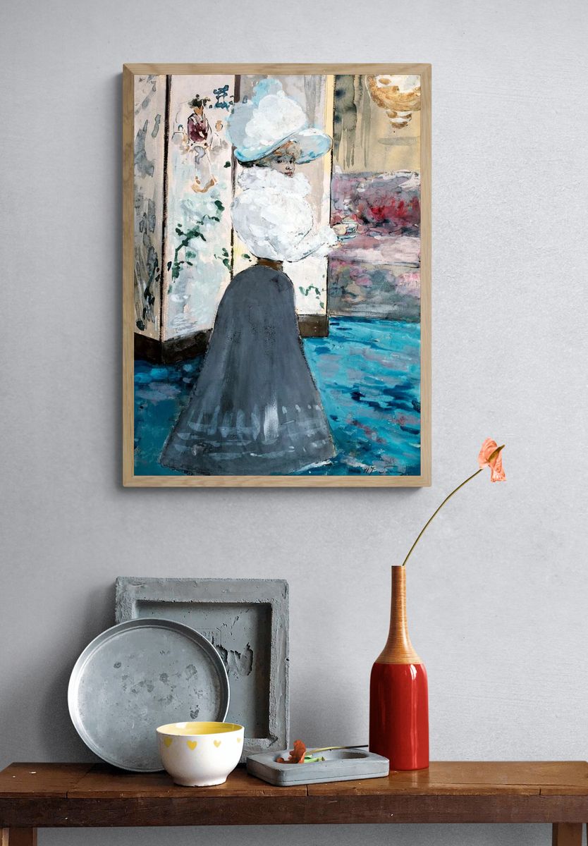 Elegant Woman in Blue — Fine Art Print. — room view 3