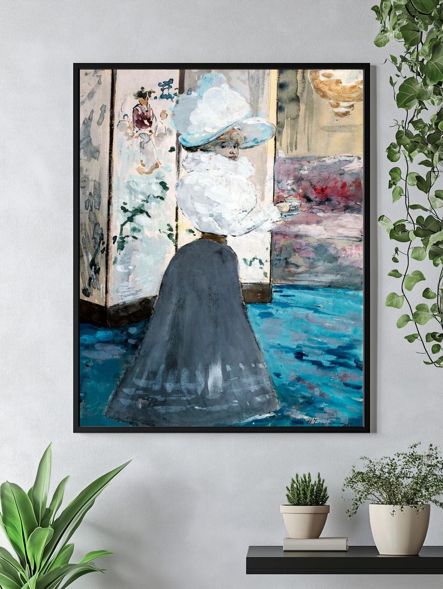 Elegant Woman in Blue — Fine Art Print. — room view 4