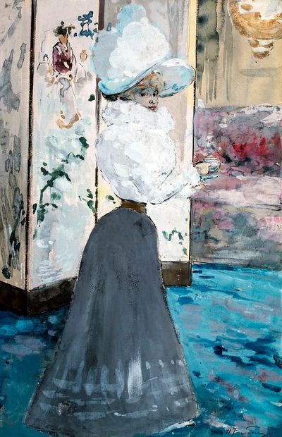 Elegant Woman in Blue — Fine Art Print. poster print