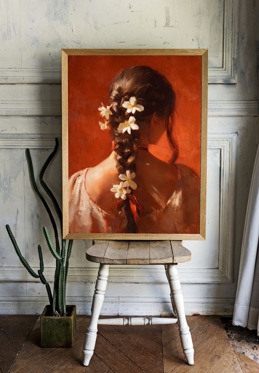 Braided Floral Portrait Print. — room view 1