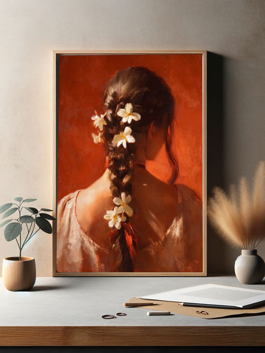 Braided Floral Portrait Print. — room view 2