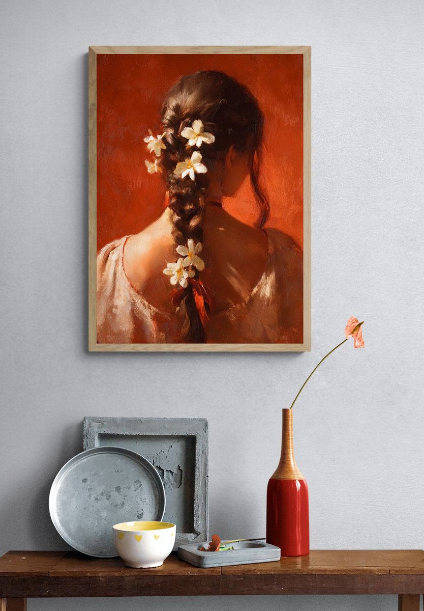 Braided Floral Portrait Print. — room view 3