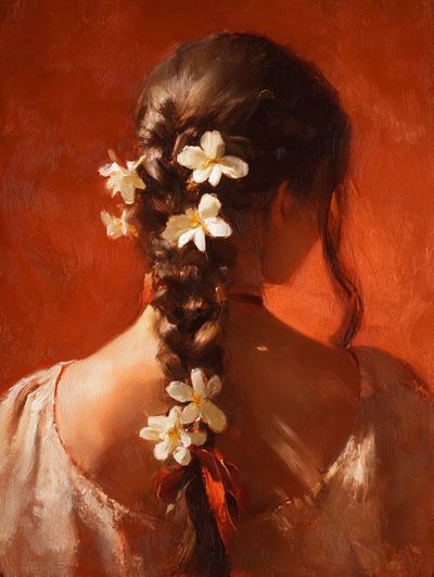 Braided Floral Portrait Print. poster