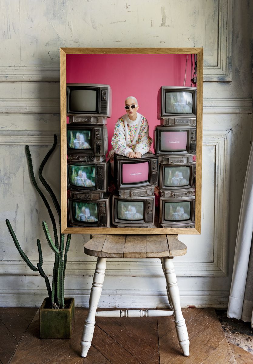 Pop Art TV Stack Portrait Print. — room view 1