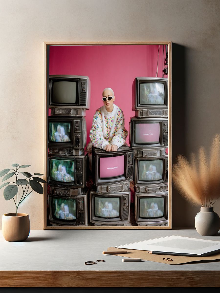 Pop Art TV Stack Portrait Print. — room view 2