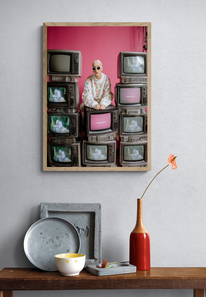 Pop Art TV Stack Portrait Print. — room view 3
