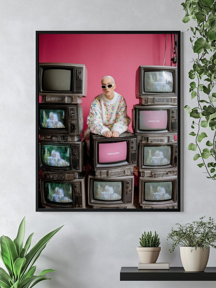 Pop Art TV Stack Portrait Print. — room view 4