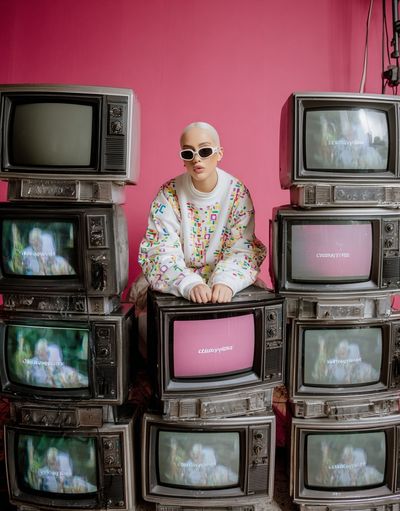Pop Art TV Stack Portrait Print. poster print