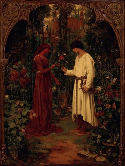 Romantic Garden Encounter Fine-Art Print. poster