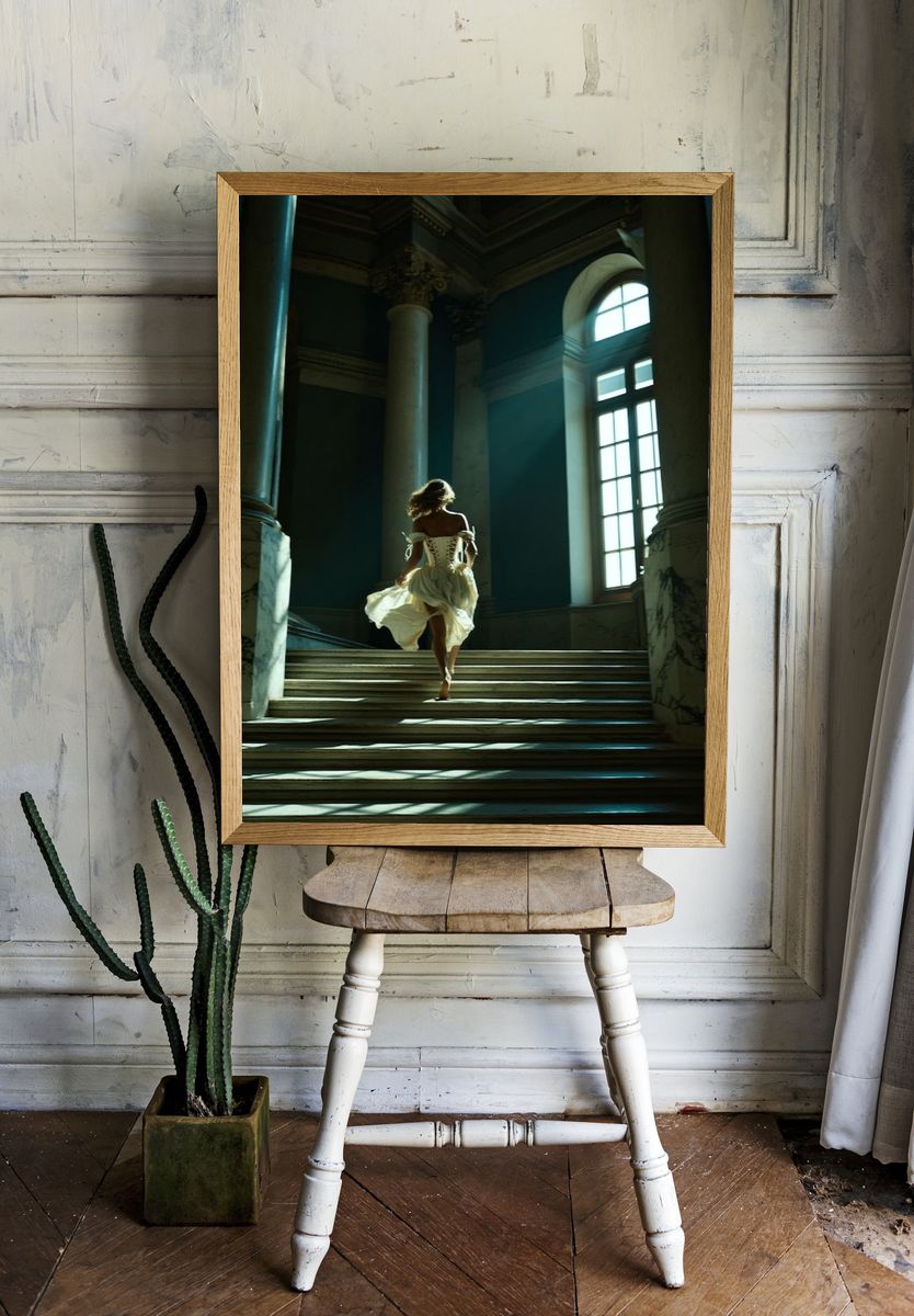 Woman in White Dress — Fine Art Print. — room view 1