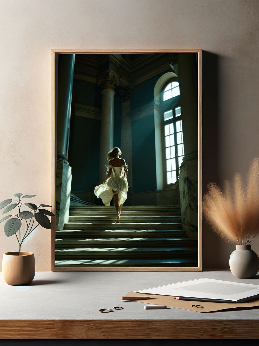 Woman in White Dress — Fine Art Print. — room view 2