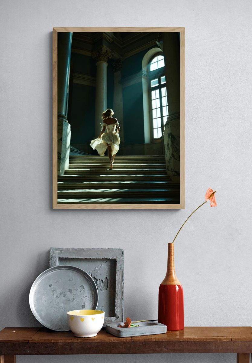 Woman in White Dress — Fine Art Print. — room view 3