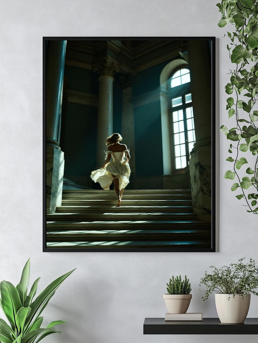 Woman in White Dress — Fine Art Print. — room view 4