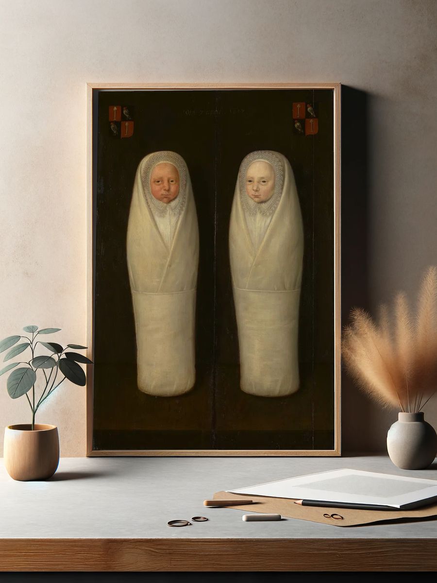 Twins in White Garments — Fine Art Print. — room view 2