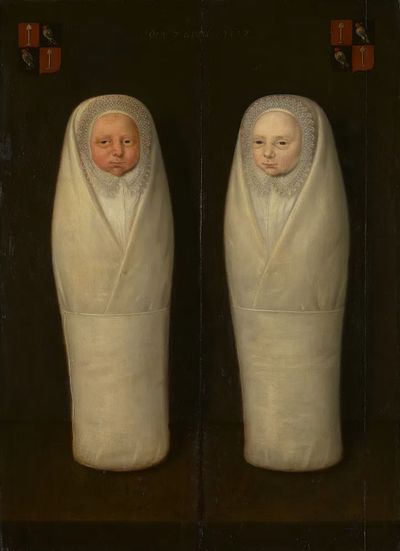 Twins in White Garments — Fine Art Print. poster