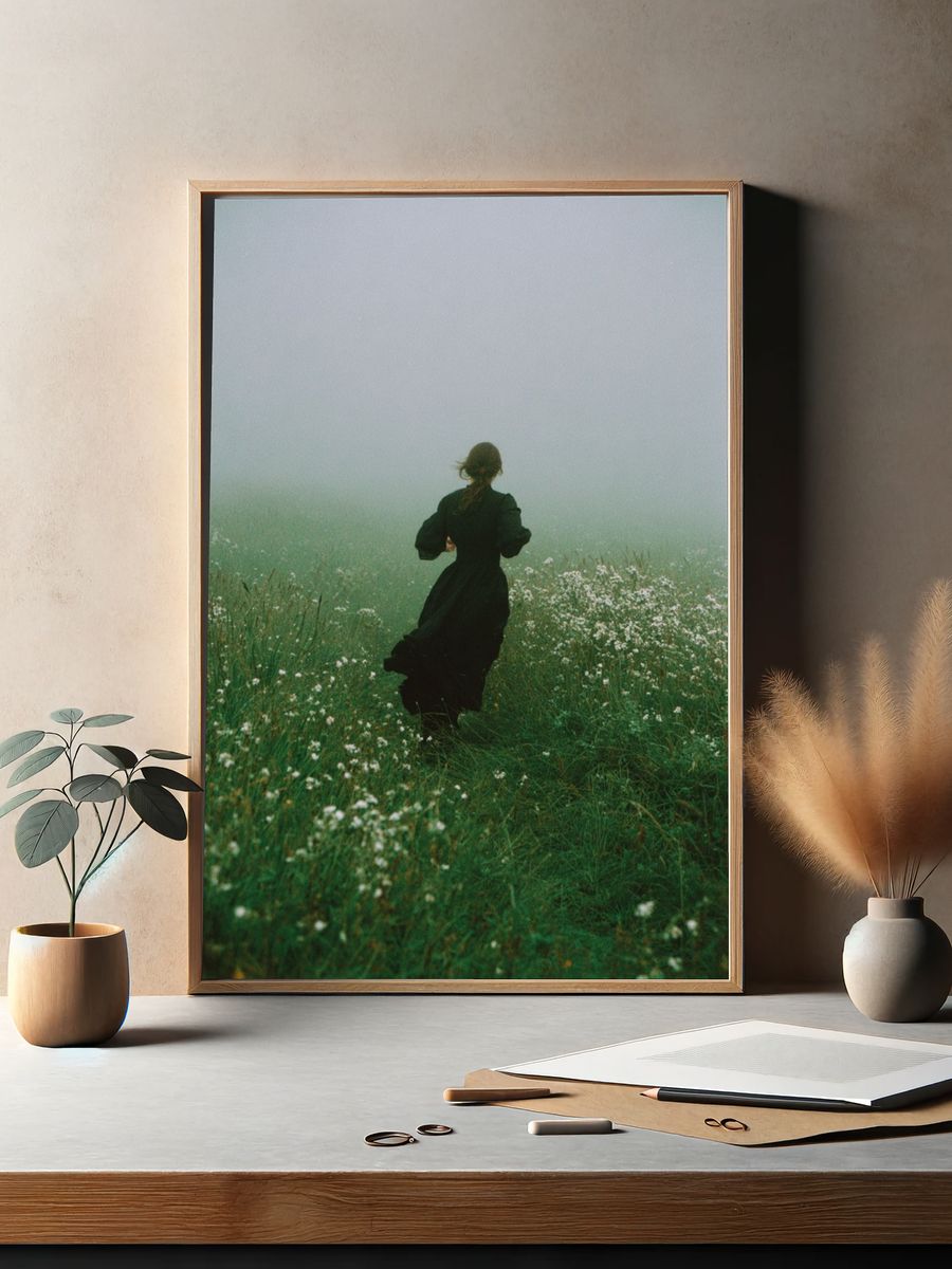 Woman in Black Dress — Fine Art Print. — room view 2