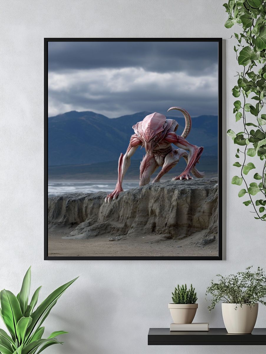 Alien Creature on the Shore — Fantasy Print. — room view 4