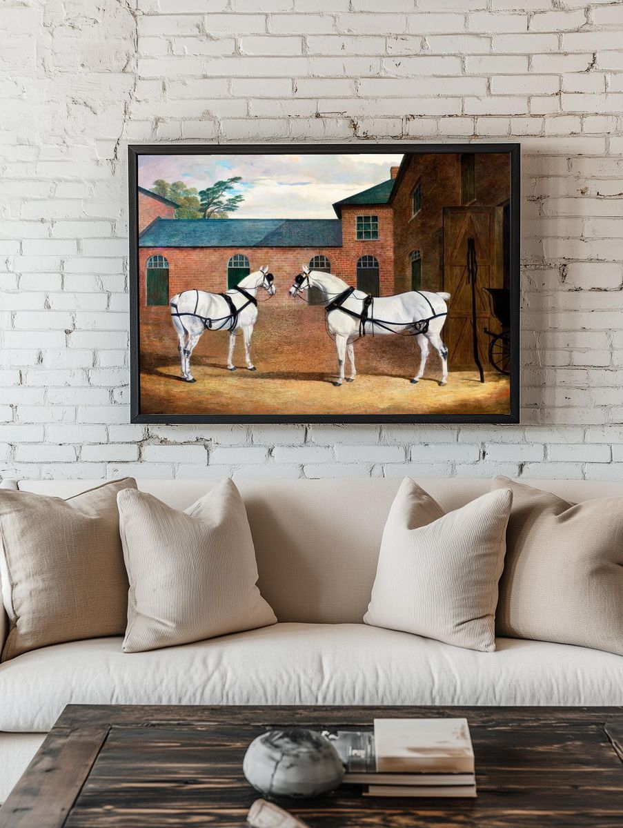 Two White Horses — Fine Art Print. — room view 1